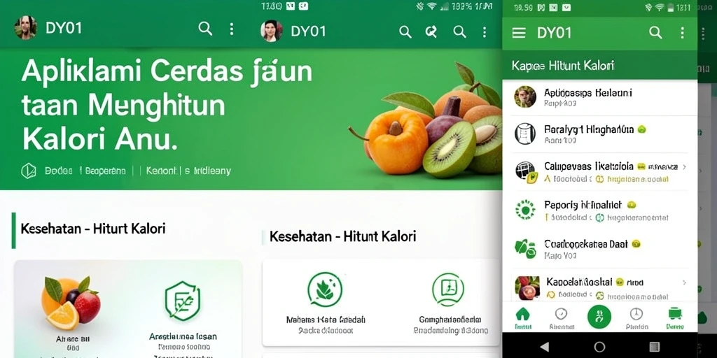 Antarmuka DY01 dengan fitur Hitung Kalori yang intuitif.