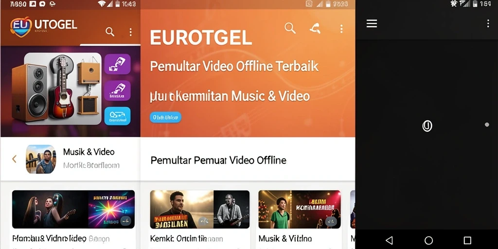 Antarmuka utama EUROTOGEL menampilkan fitur Pemutar Video Offline.