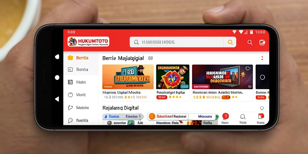 Tampilan antarmuka HUKUMTOTO dengan berita hukum terbaru.