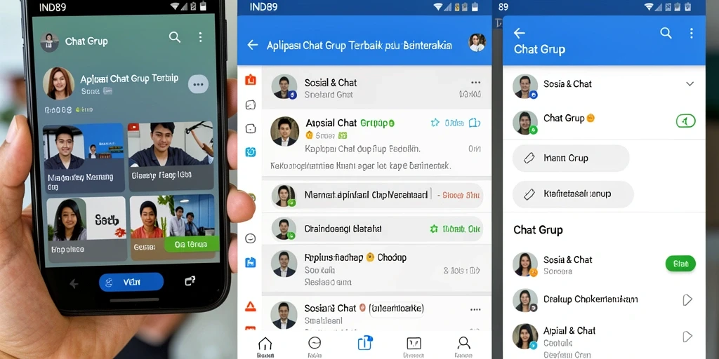 Tampilan antarmuka aplikasi Chat Grup IND89 yang intuitif.