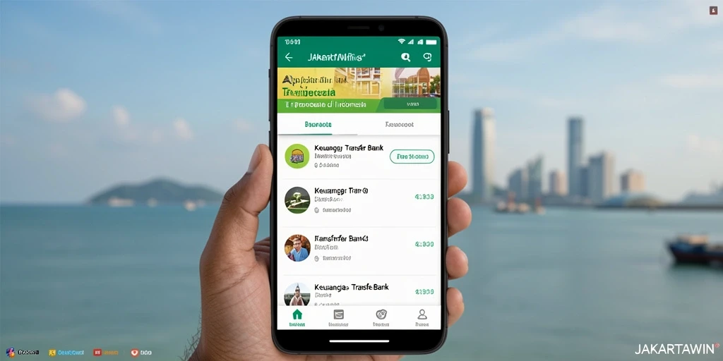 Antarmuka aplikasi JAKARTAWIN yang sederhana dan efisien untuk Transfer Bank.