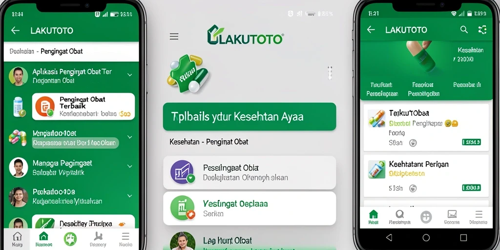 Antarmuka aplikasi LAKUTOTO yang menampilkan pengingat obat.