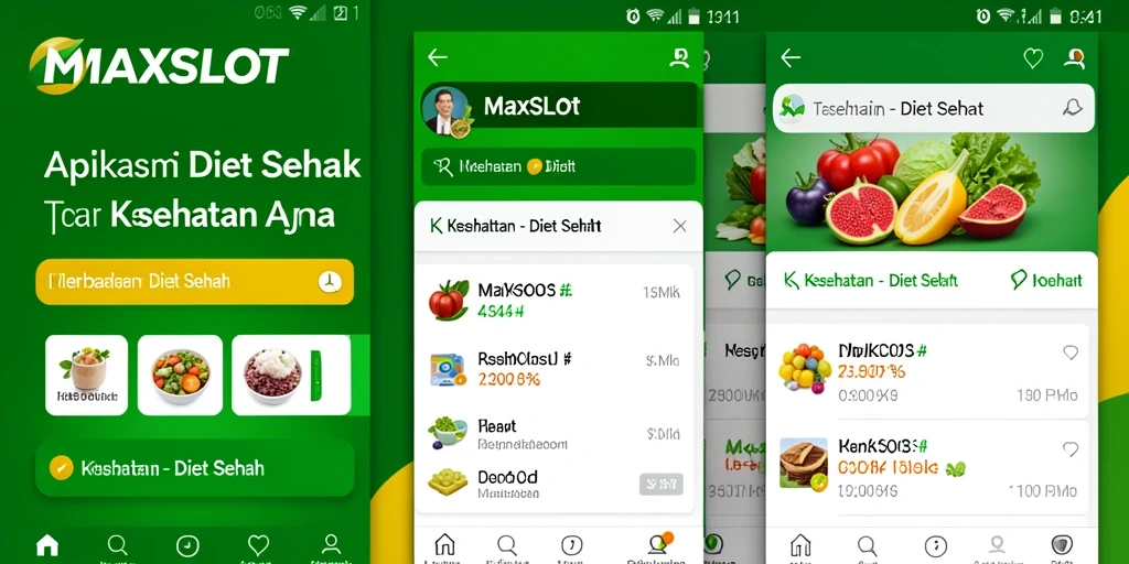 Tampilan antarmuka aplikasi Diet Sehat MAXSLOT yang menarik dan fungsional.