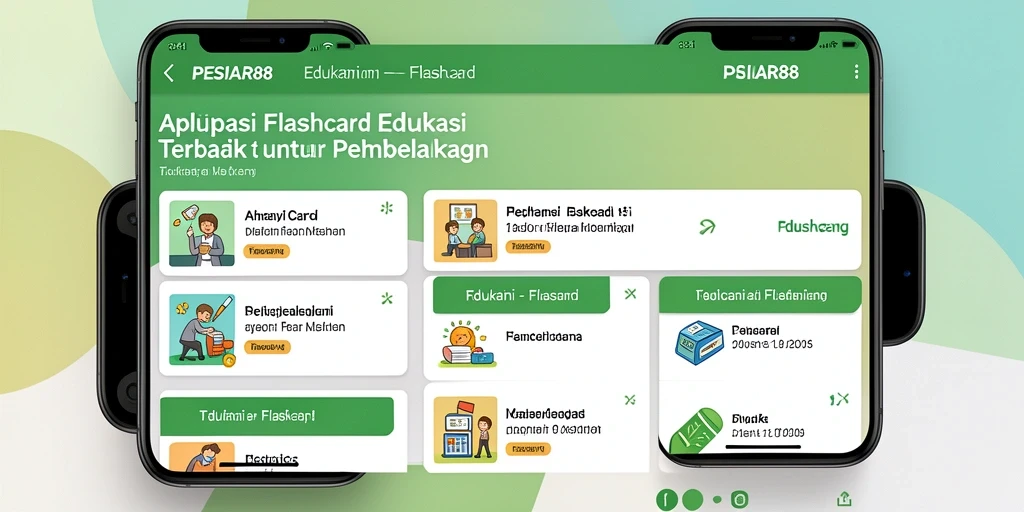 Tampilan antarmuka utama PESIAR88 dengan fungsi Flashcard yang menarik.