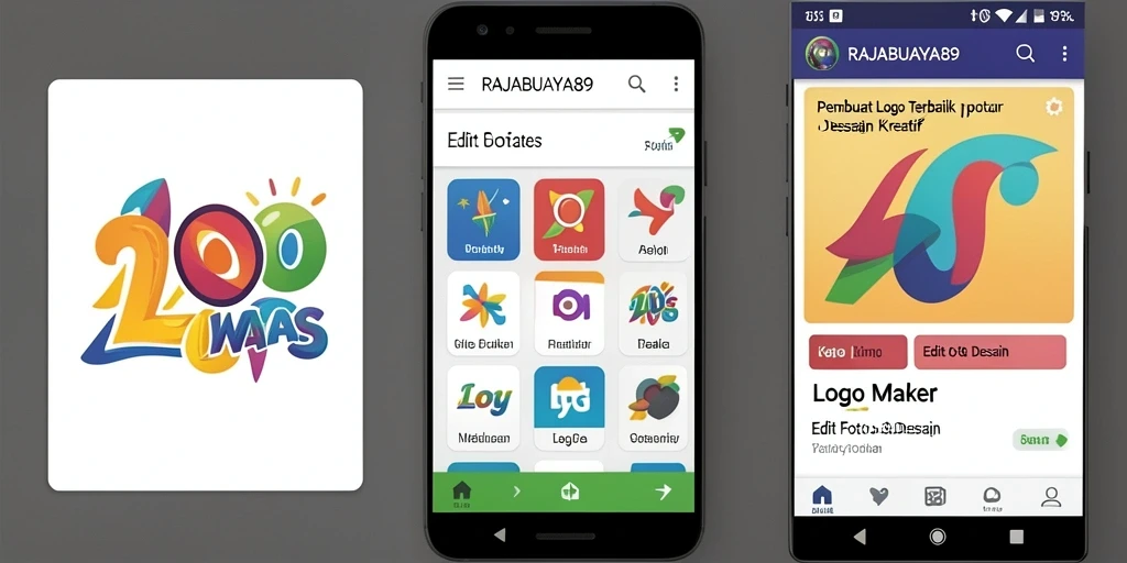 Tampilan antarmuka aplikasi RAJABUAYA89 untuk pembuatan logo yang kreatif.