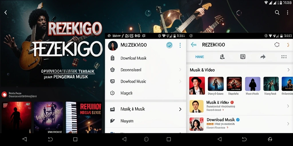 Tampilan antarmuka aplikasi REZEKIGO untuk unduh musik dengan mudah.