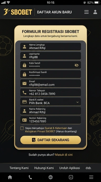 Panduan Registrasi Akun Baru sbobet untuk Android